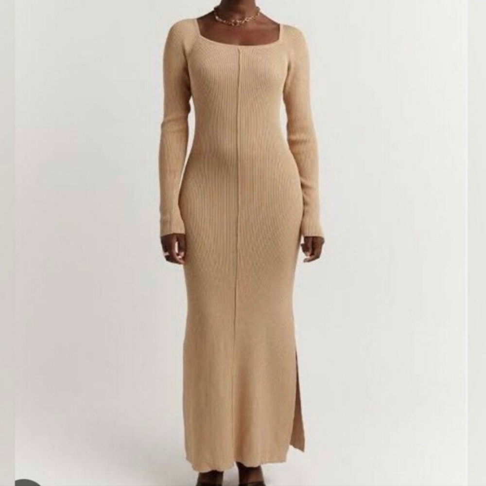 DISSH Lena Tan Long Sleeve Knit Dress